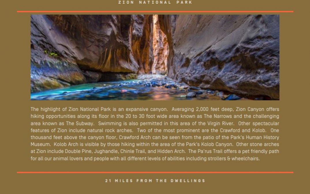 Scenic view of Zion National Park's canyon and waterways.