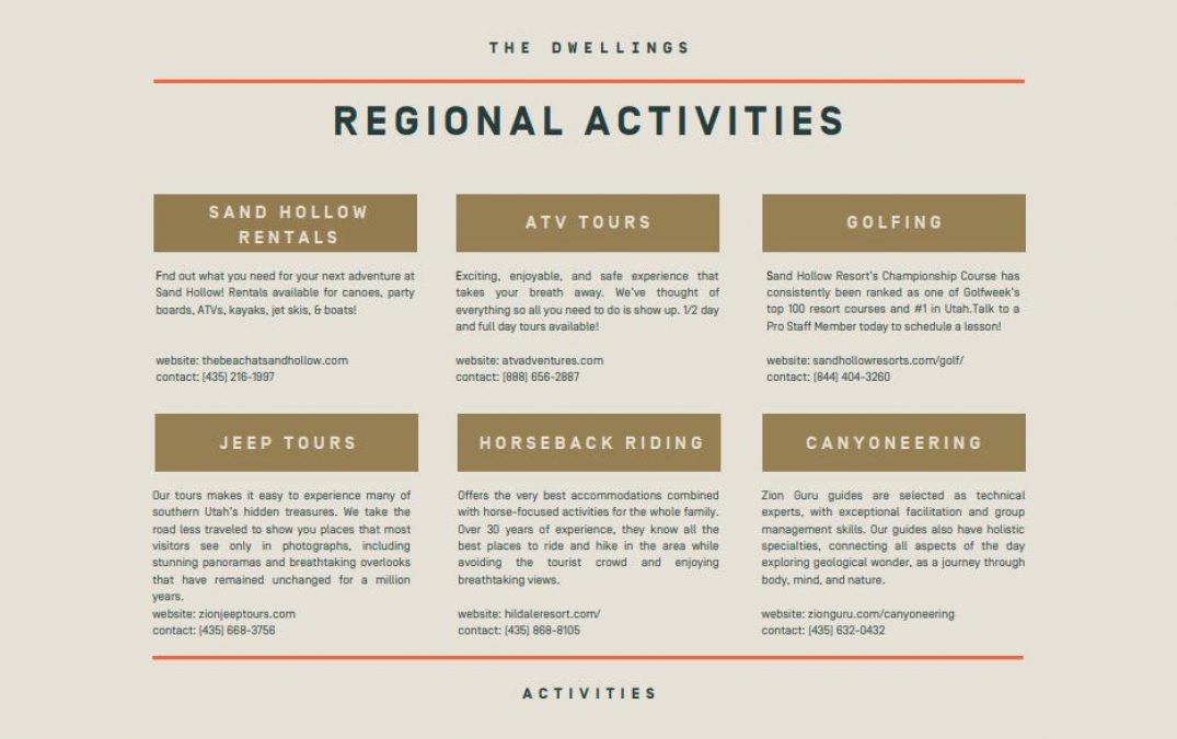 Brochure of regional outdoor activity rentals and tours.