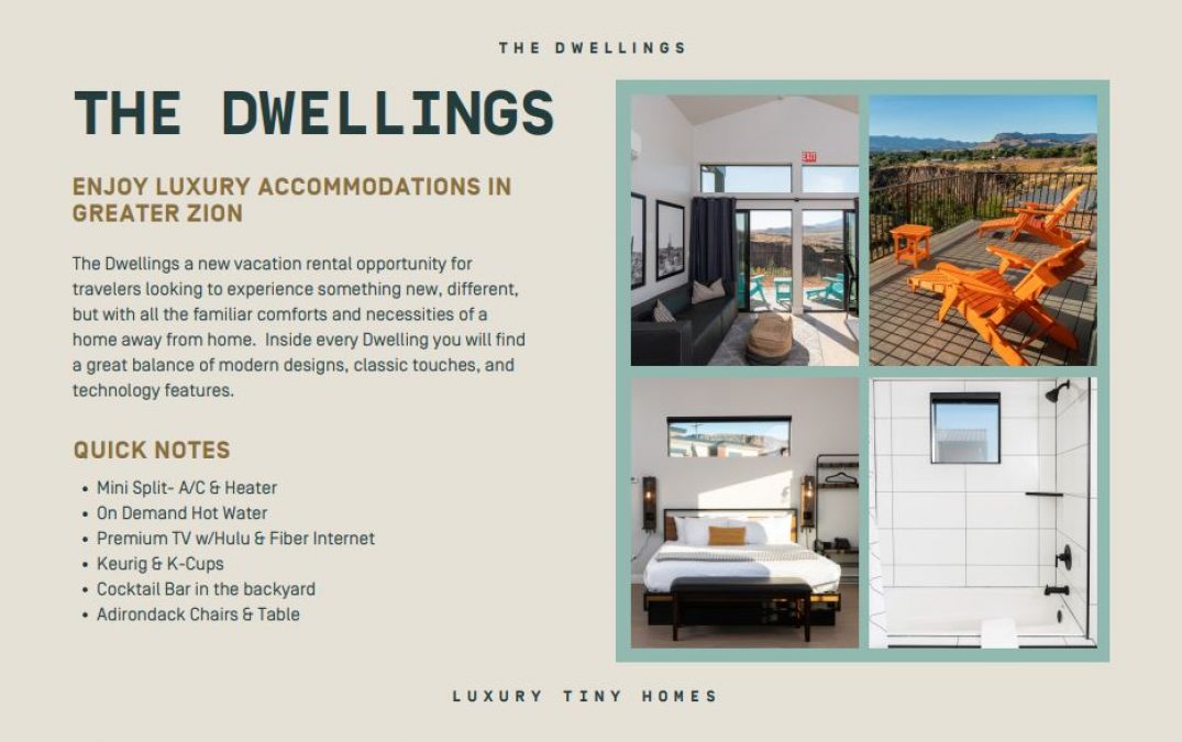Luxury vacation rental interiors at The Dwellings, Greater Zion.
