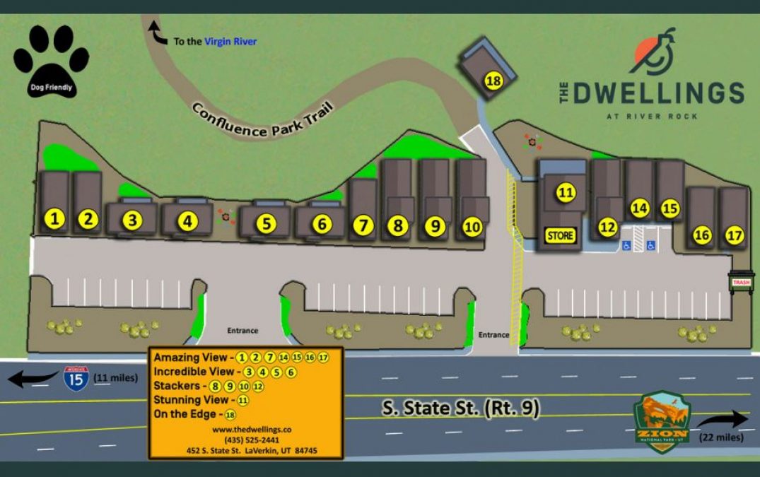 Map of The Dwellings at River Rock accommodations.