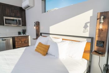 Modern Bedroom with Kitchenette and Natural Light